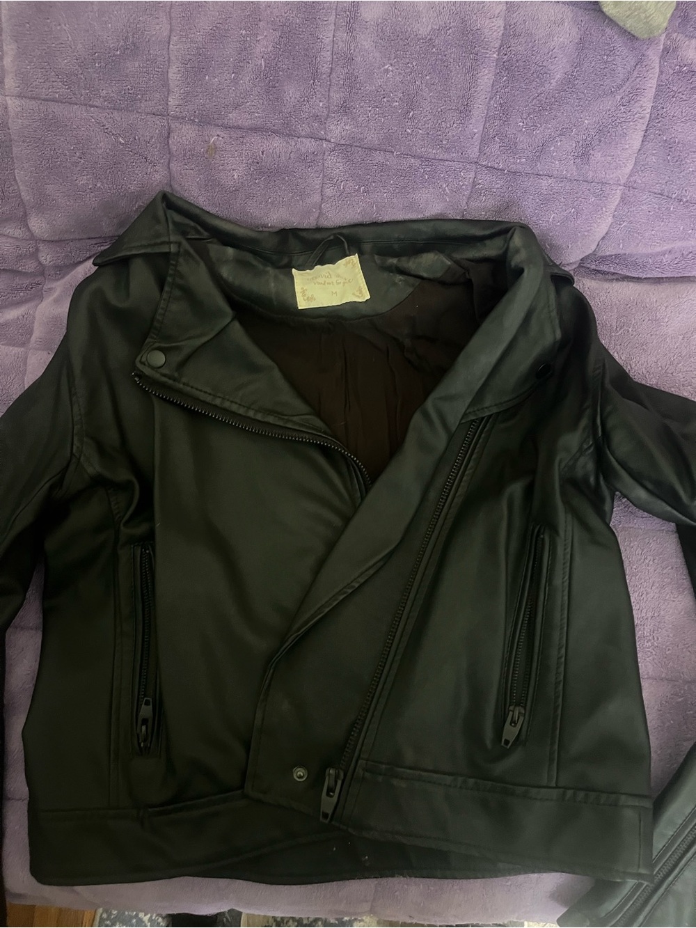 Altar'd State Black Faux Leather Moto Jacket